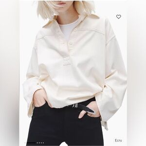 NWT: Rag & Bone Featherweight Emily Ecru Popover Shirt, sz. XS